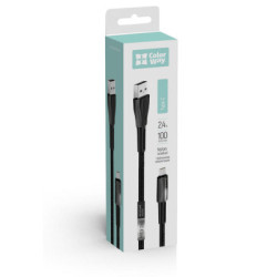Дата кабель USB 2.0 AM to USB-C 1.0m zinc alloy + led black ColorWay (CW-CBUC035-BK)