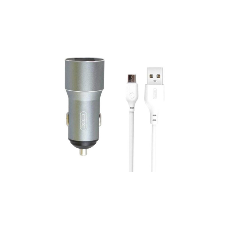 Зарядний пристрій XO TZ09 2.4A/2 USB + cable microUSB Grey (XO-TZ09M-GR)
