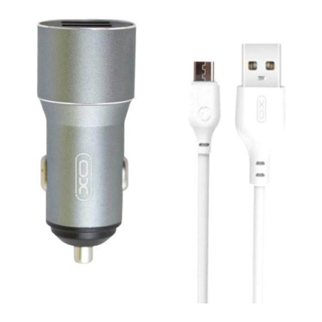 Зарядний пристрій XO TZ09 2.4A/2 USB + cable microUSB Grey (XO-TZ09M-GR)
