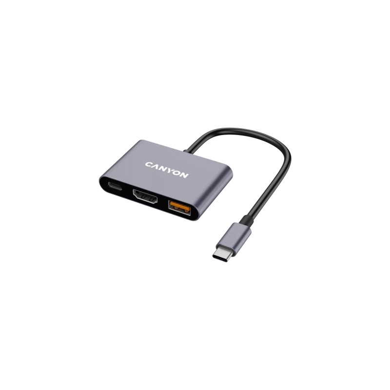 Концентратор Canyon hub DS-4 3in1 USB-C Grey (CNS-TDS4)