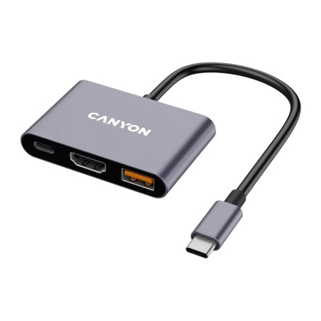 Концентратор Canyon hub DS-4 3in1 USB-C Grey (CNS-TDS4)