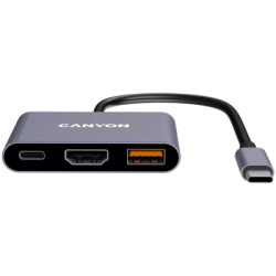 Концентратор Canyon hub DS-4 3in1 USB-C Grey (CNS-TDS4)