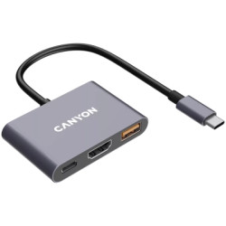 Концентратор Canyon hub DS-4 3in1 USB-C Grey (CNS-TDS4)