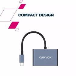 Концентратор Canyon hub DS-4 3in1 USB-C Grey (CNS-TDS4)