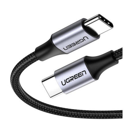 Дата кабель USB-C to USB-C 1.0m US261 3A Alum. Braid Gray\Black Ugreen (50150)