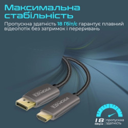 Кабель мультимедійний DisplayPort M to HDMI M 2.0m Promate (prolink-dp200.black)