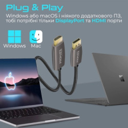 Кабель мультимедійний DisplayPort M to HDMI M 2.0m Promate (prolink-dp200.black)
