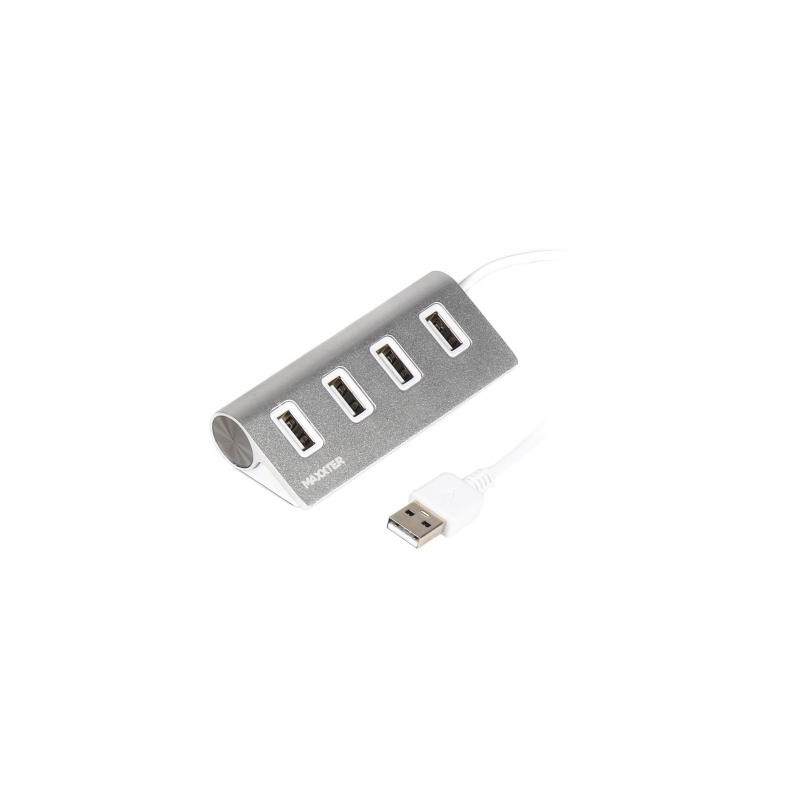 Концентратор Maxxter USB 2.0 Type-A 4 ports silver (HU2A-4P-01)
