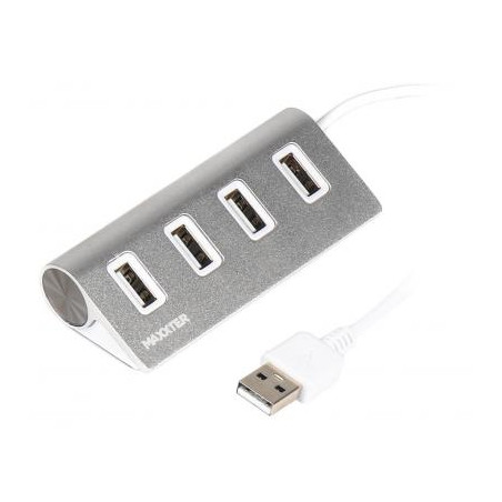 Концентратор Maxxter USB 2.0 Type-A 4 ports silver (HU2A-4P-01)