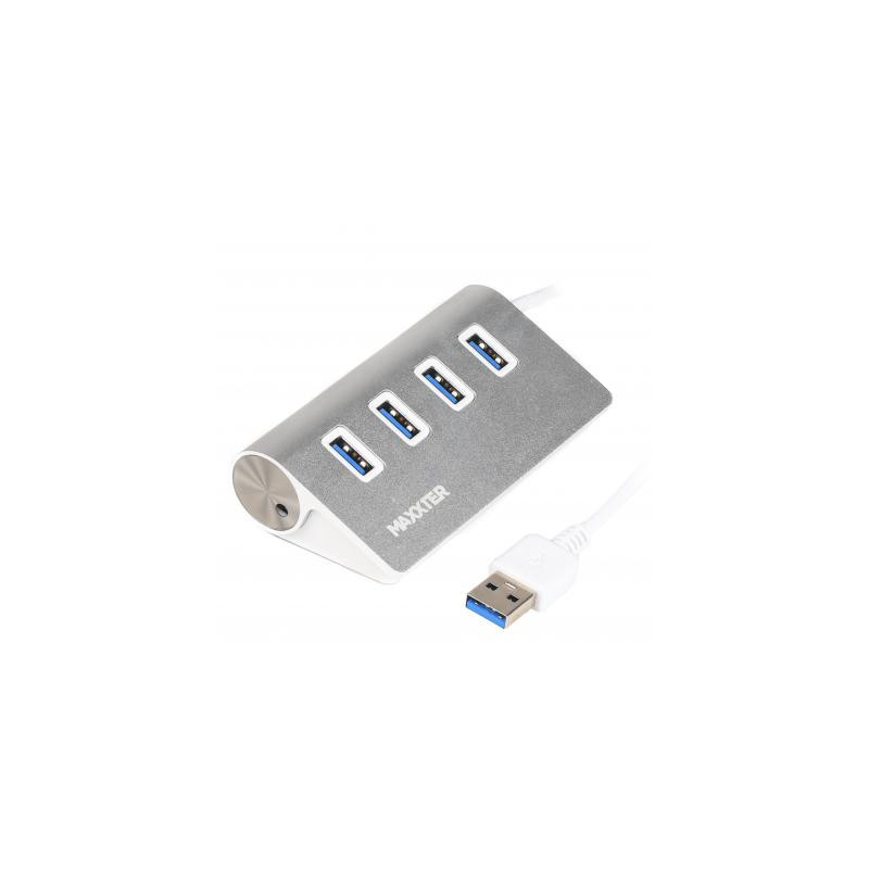 Концентратор Maxxter USB 3.0 Type-A 4 ports silver (HU3A-4P-01)