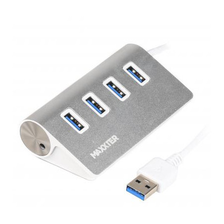 Концентратор Maxxter USB 3.0 Type-A 4 ports silver (HU3A-4P-01)