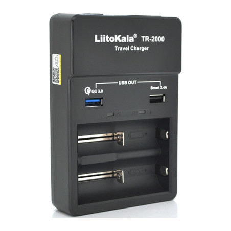 Зарядний пристрій для акумуляторів Liitokala 2 Slots, USB1/QC/3.0, USB2/2.4A, NiMHC(R14)/SC/AA/AAA/17670, Li-ion10440...26650 (L