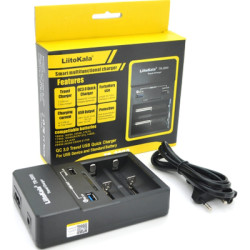 Зарядний пристрій для акумуляторів Liitokala 2 Slots, USB1/QC/3.0, USB2/2.4A, NiMHC(R14)/SC/AA/AAA/17670, Li-ion10440...26650 (L