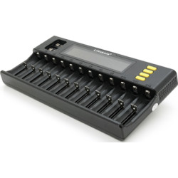 Зарядний пристрій для акумуляторів Liitokala 12 Slots+2, Ni-Mh/Li-ion/LiFePo4/Крона, LED+LCD (Lii-S12)