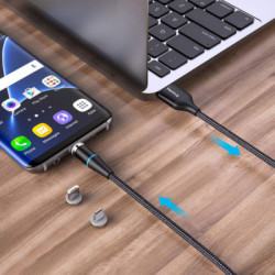 Дата кабель USB 2.0 AM to Lightning + Micro 5P + USB-C 1.0m Magnetic ColorWay (CW-CBUU038-BK)