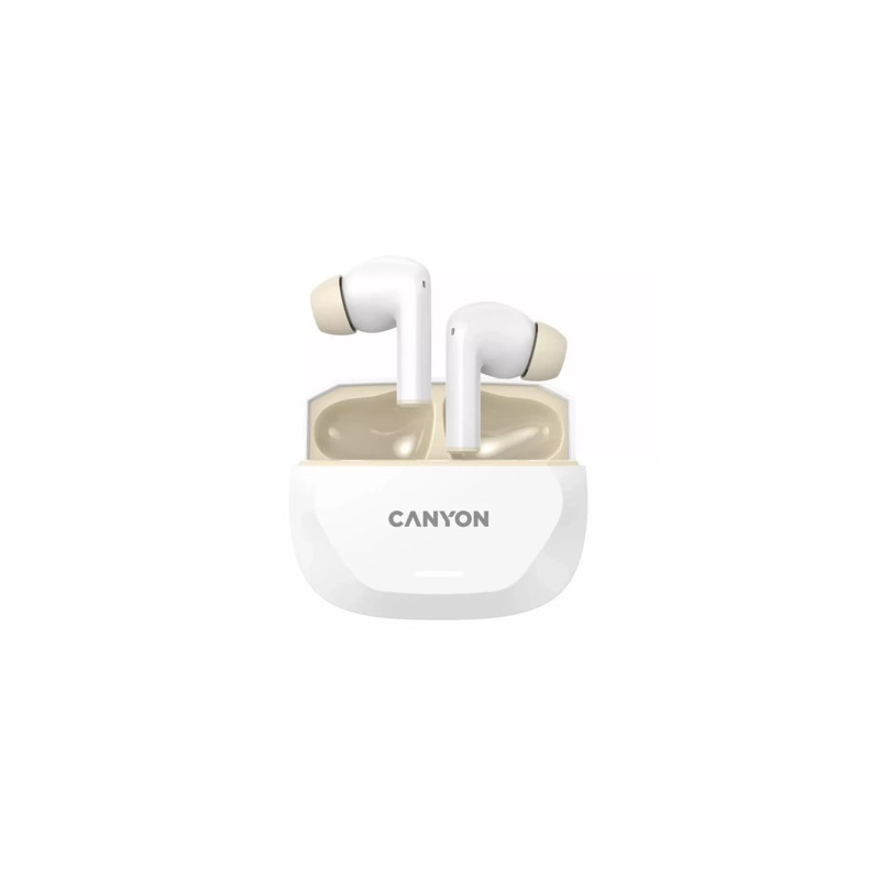 Навушники Canyon Hexagon 7 TWS ANC+ENC Wireless Charge White/Beige (CNS-TWS7WB)