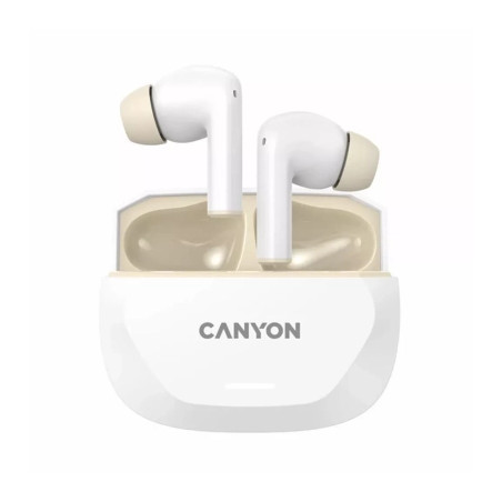 Навушники Canyon Hexagon 7 TWS ANC+ENC Wireless Charge White/Beige (CNS-TWS7WB)