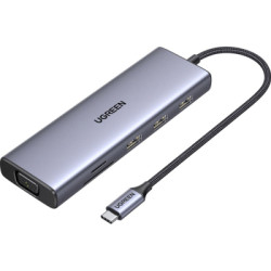 Концентратор Ugreen USB3.1 Type-C to HDMI60Hz/VGA/USB 3.0х3/RJ45/SD/TF/PD 100W 9-in-1 CM498 (15600)
