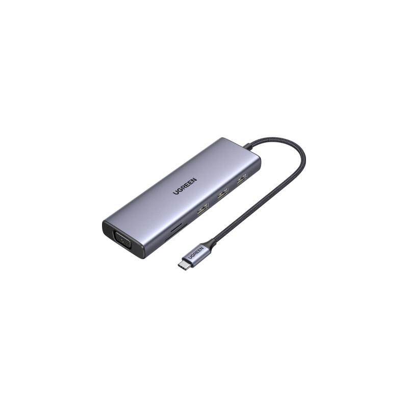 Концентратор Ugreen USB3.1 Type-C to HDMI60Hz/VGA/USB 3.0х3/RJ45/SD/TF/PD 100W 9-in-1 CM498 (15600)
