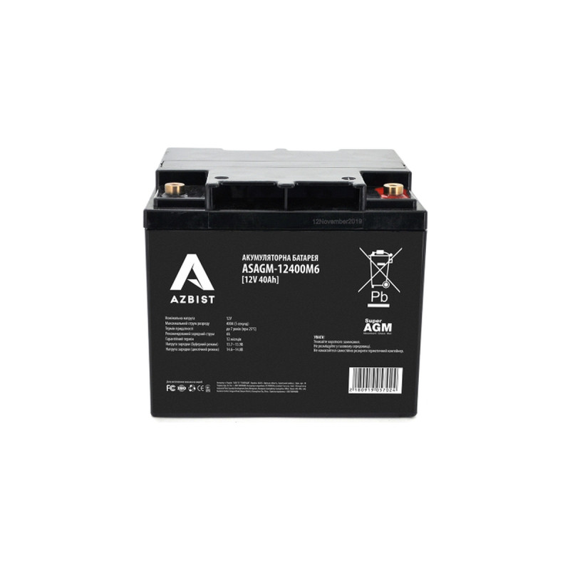 Батарея до ДБЖ AZBIST 12V 40 Ah Super AGM (ASAGM-12400M6)