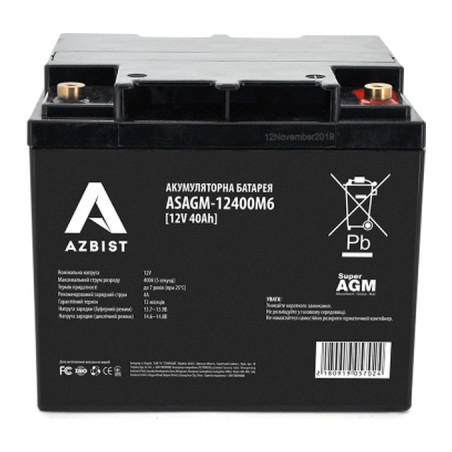 Батарея до ДБЖ AZBIST 12V 40 Ah Super AGM (ASAGM-12400M6)