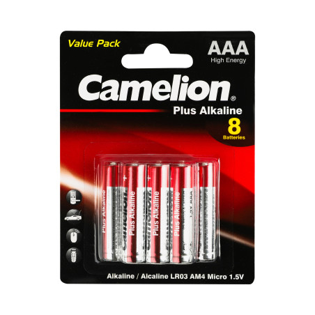 Батарейка Camelion AAA LR03 Plus Alkaline * (5+3) (LR03-BP5+3)