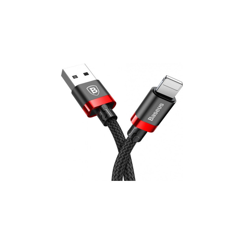 Дата кабель USB 2.0 AM to Lightning 1.0m Cafule Black-Red Baseus (CALKLF-B19)