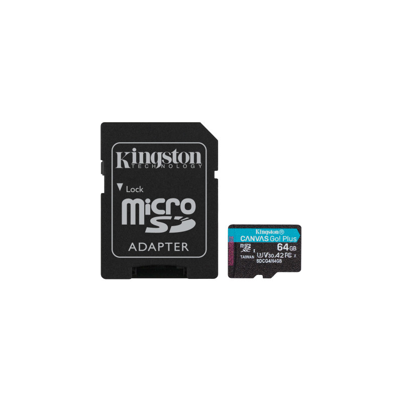 Карта пам'яті Kingston 64GB microSDXC сlass 10 UHS-I U3 V30 A2 Canvas Go Plus G4 (SDCG4/64GB)