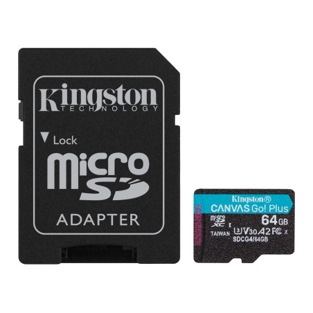 Карта пам'яті Kingston 64GB microSDXC сlass 10 UHS-I U3 V30 A2 Canvas Go Plus G4 (SDCG4/64GB)