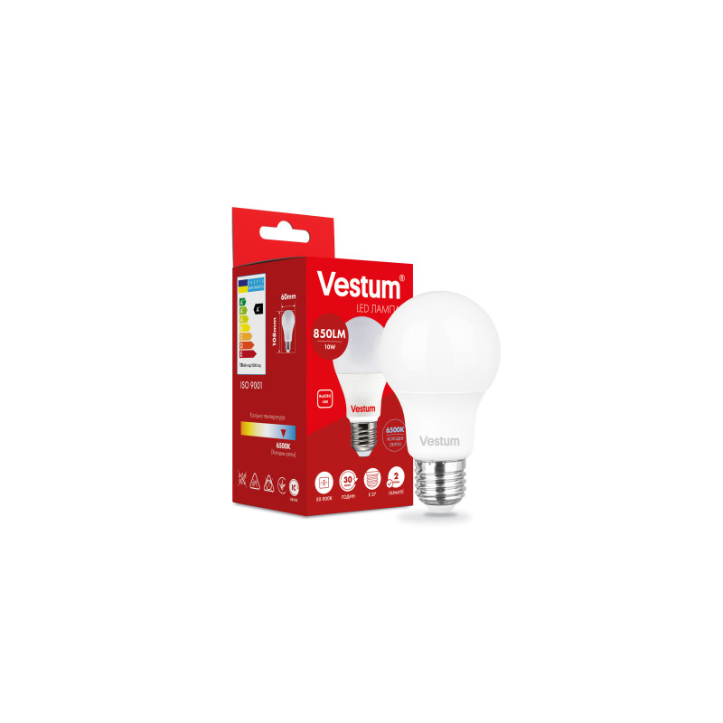 Лампочка Vestum LED A60 10W 6500K 220V E27 (1-VS-1114)