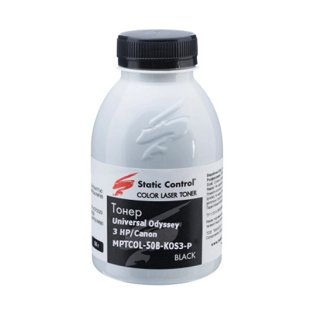 Тонер HP/Canon MPTCOL OS3 50г black (фасовка) Static Control (MPTCOL-50B-KOS3-P)