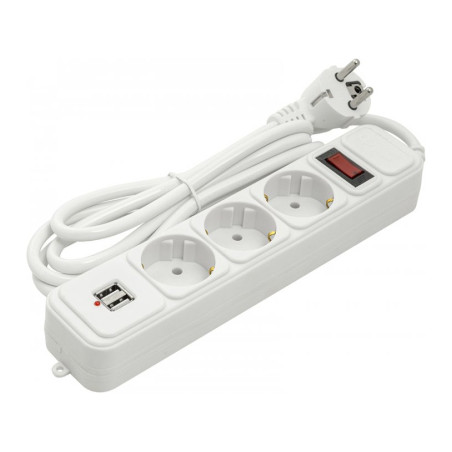 Мережевий фільтр живлення PowerPlant 1.8 м, 3 розетки, USB ( PPSA10M18S3U ) (PPSA10M18S3U)