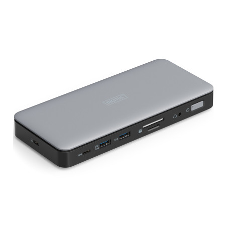 Порт-реплікатор Digitus USB-C  2xHDMI/DP/2xUSB-A/USB-C/SD/MicroSD/RJ54/DC/Audio (DA-70917)