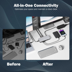 Порт-реплікатор Digitus USB-C  2xHDMI/DP/2xUSB-A/USB-C/SD/MicroSD/RJ54/DC/Audio (DA-70917)