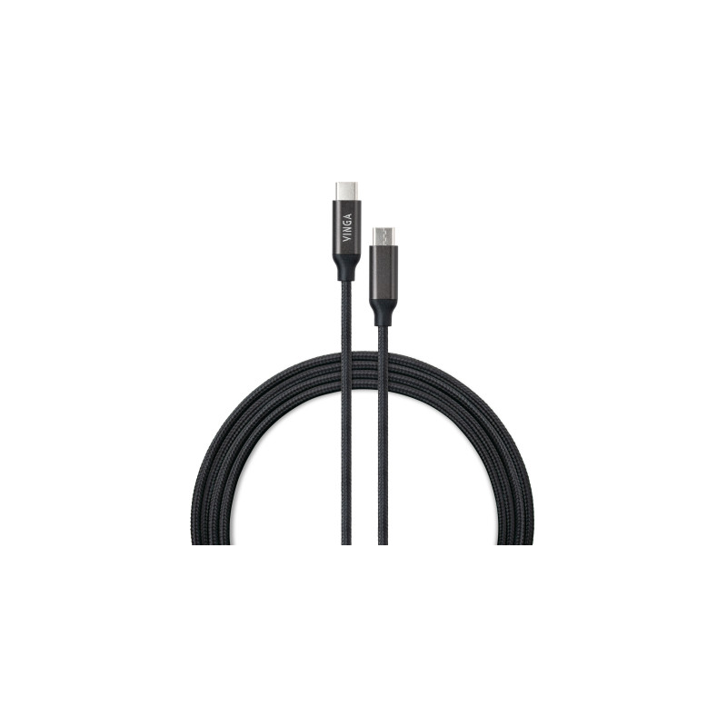 Дата кабель USB-C to USB-C 1.0m 100W E-Mark Chip Nylon Vinga (VCPCTC100BK)