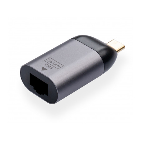 Перехідник USB-C to RJ45 Ethernet 1000Mbps compact Vinga (VCPATCLGBC)