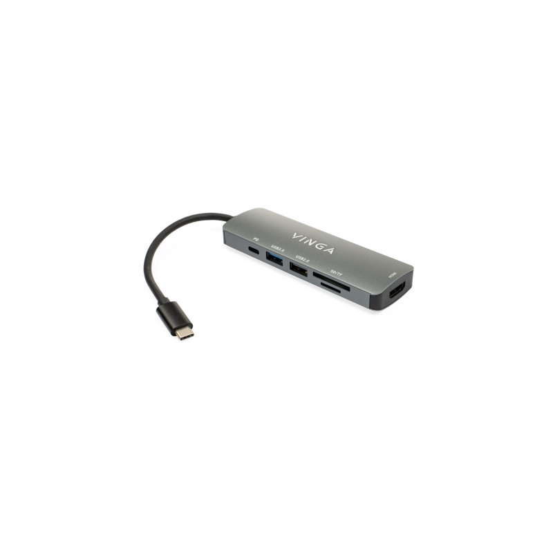 Концентратор Vinga USB Type-C 3.1 to HDMI+USB3.0+USB 2.0+SD/microSD+PD 6in1 (VHC6)