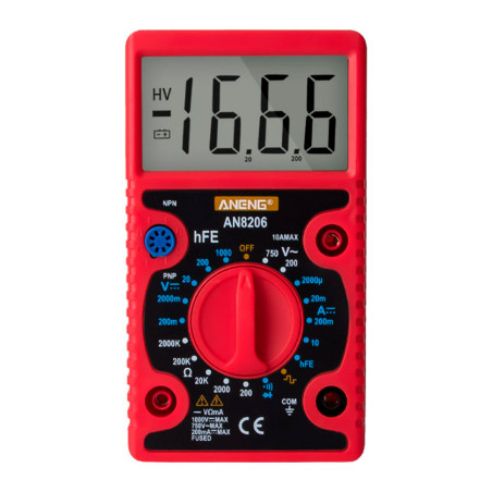 Цифровий мультиметр ANENG AN-8206, V, A, R, C, функция hFE (AN-8206)