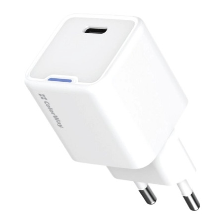 Зарядний пристрій ColorWay GaN Mini 30W PD Port PPS USB-C white (CW-CHS054PD-WT)