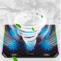 Підставка до ноутбука IceCoorel 10-15.6", 6*80mm 1800 RPM, 2*USB, 366x256x23mm, RGB (A17)