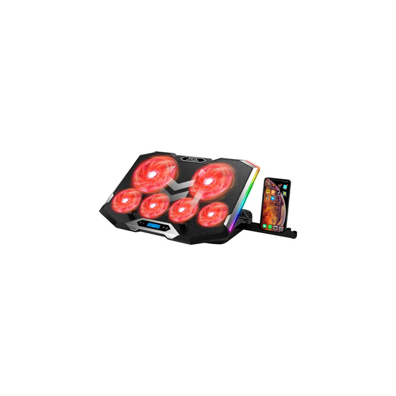 Підставка до ноутбука IceCoorel 10-17", 4*100mm 1400 RPM + 4*70mm 2500 RPM, 2*USB, 410x296x40mm, Red (K9)
