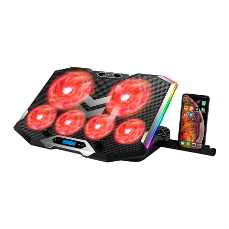 Підставка до ноутбука IceCoorel 10-17", 4*100mm 1400 RPM + 4*70mm 2500 RPM, 2*USB, 410x296x40mm, Red (K9)