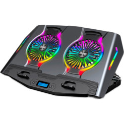 Підставка до ноутбука IceCoorel 10-18", 2*125mm 1400 RPM, 2*USB, + LCD display, 461x298x52mm, RGB (N10)