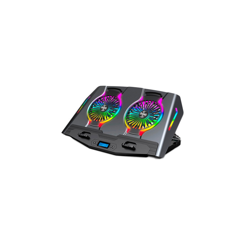Підставка до ноутбука IceCoorel 10-18", 2*125mm 1400 RPM, 2*USB, + LCD display, 461x298x52mm, RGB (N10)