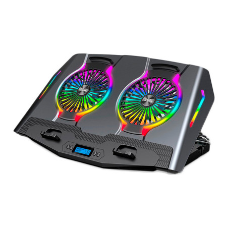 Підставка до ноутбука IceCoorel 10-18", 2*125mm 1400 RPM, 2*USB, + LCD display, 461x298x52mm, RGB (N10)