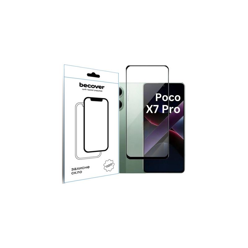 Скло захисне BeCover Poco X7 Pro Black (713415)