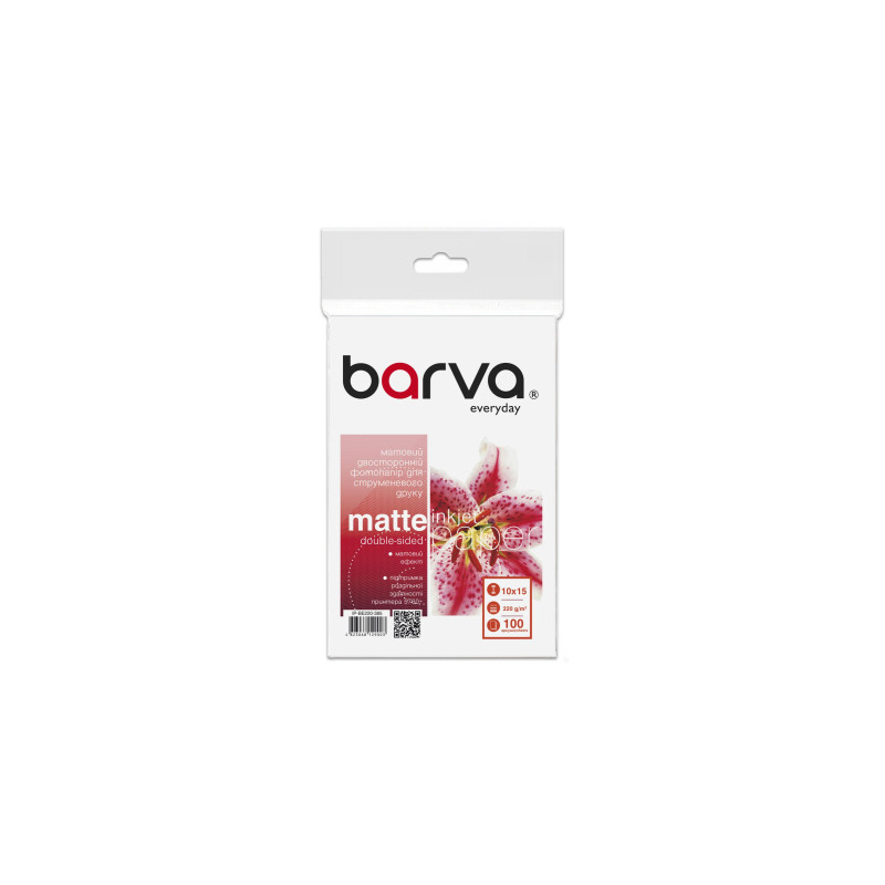 Фотопапір Barva 10x15, 220 g/m2, Everyday, Matte, double-sided, 100c (IP-BE220-385)