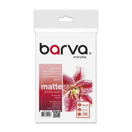 Фотопапір Barva 10x15, 220 g/m2, Everyday, Matte, double-sided, 100c (IP-BE220-385)