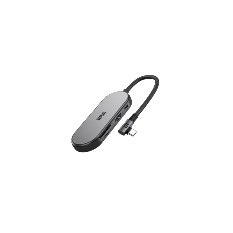 Концентратор Armorstandart Angle USB-C to HDMI 4K, RJ45, PD, 2USB, SD, microSD Grey (ARM86022)