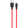 Дата кабель USB 2.0 AM to Lightning 1.0m 2A silicone X21 black+red HOCO (6957531071372)